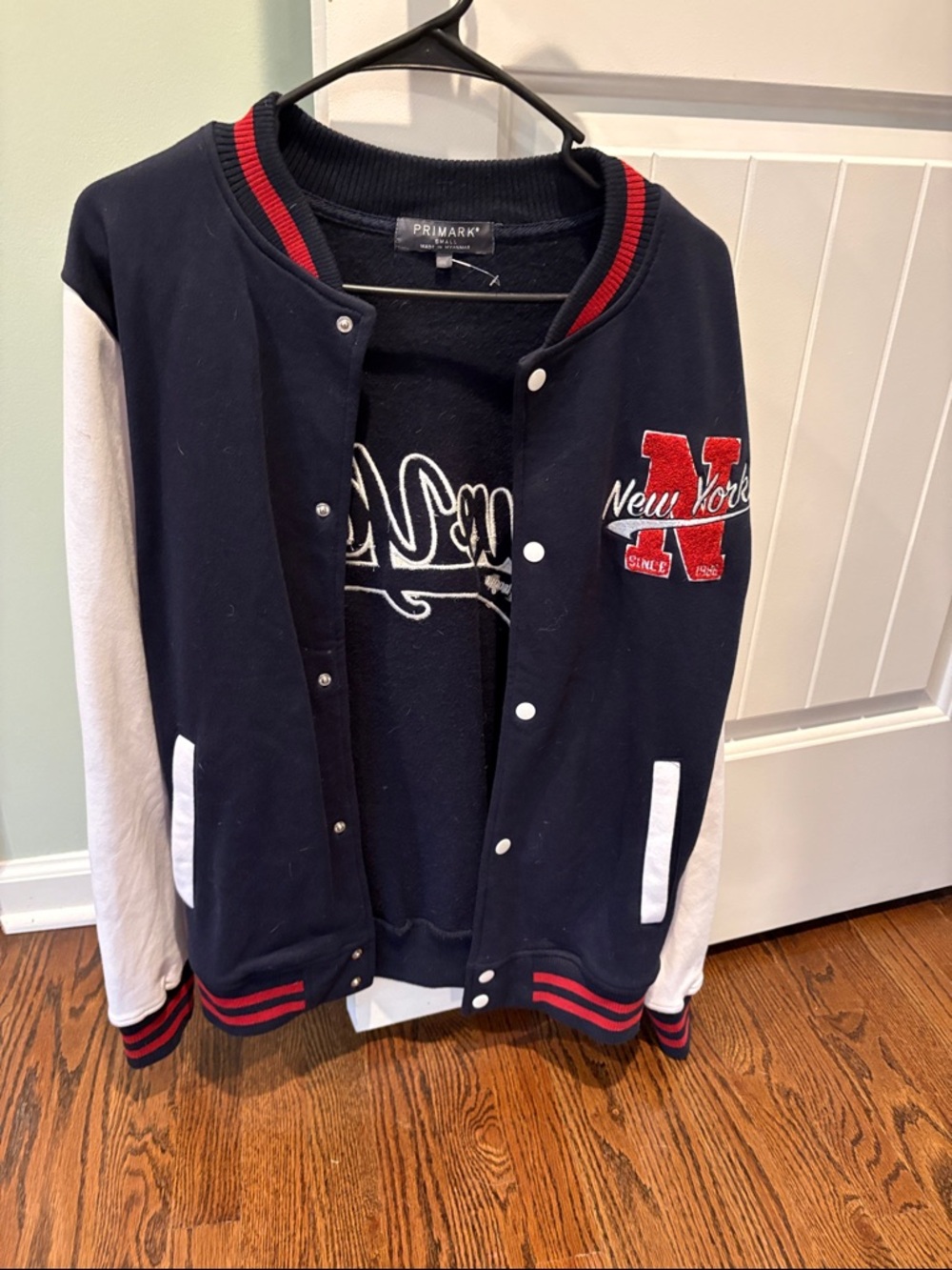 Primark Navy, White & Red New York Letterman Jacket